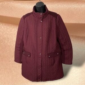 Weatherproof Lined QUILTED JACKET Merlot Full Zip / Snap Front Size XL